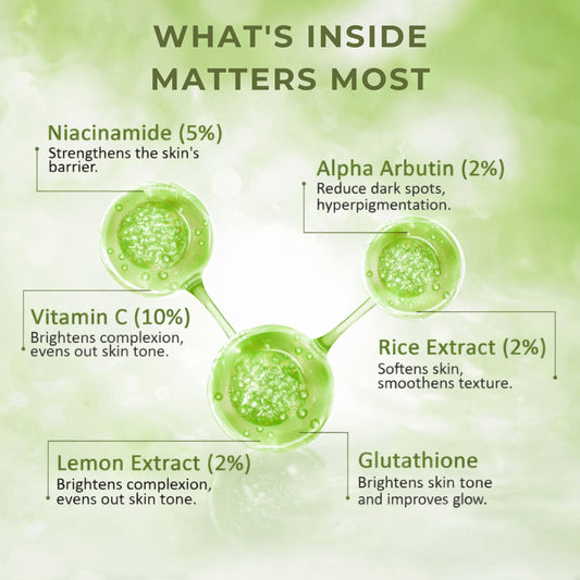 Brightening 10% Vitamin-C Glutathione Face Serum for Dark Spots and Uneven Skin Tone