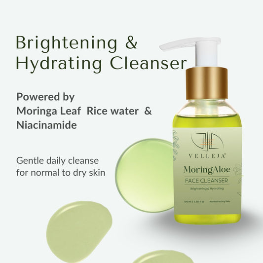 MoringAloe Face Cleanser|Skin Brightening & Hydrating Ayurvedic Gentle Face Wash|Suitable for Extra Sensitive, Dry & Combination Skin