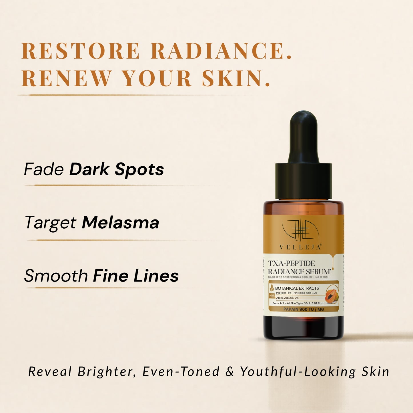 TXA Peptides Face Serum for Dark Spots, Pigmentation, Melasma & Uneven Skin Tone