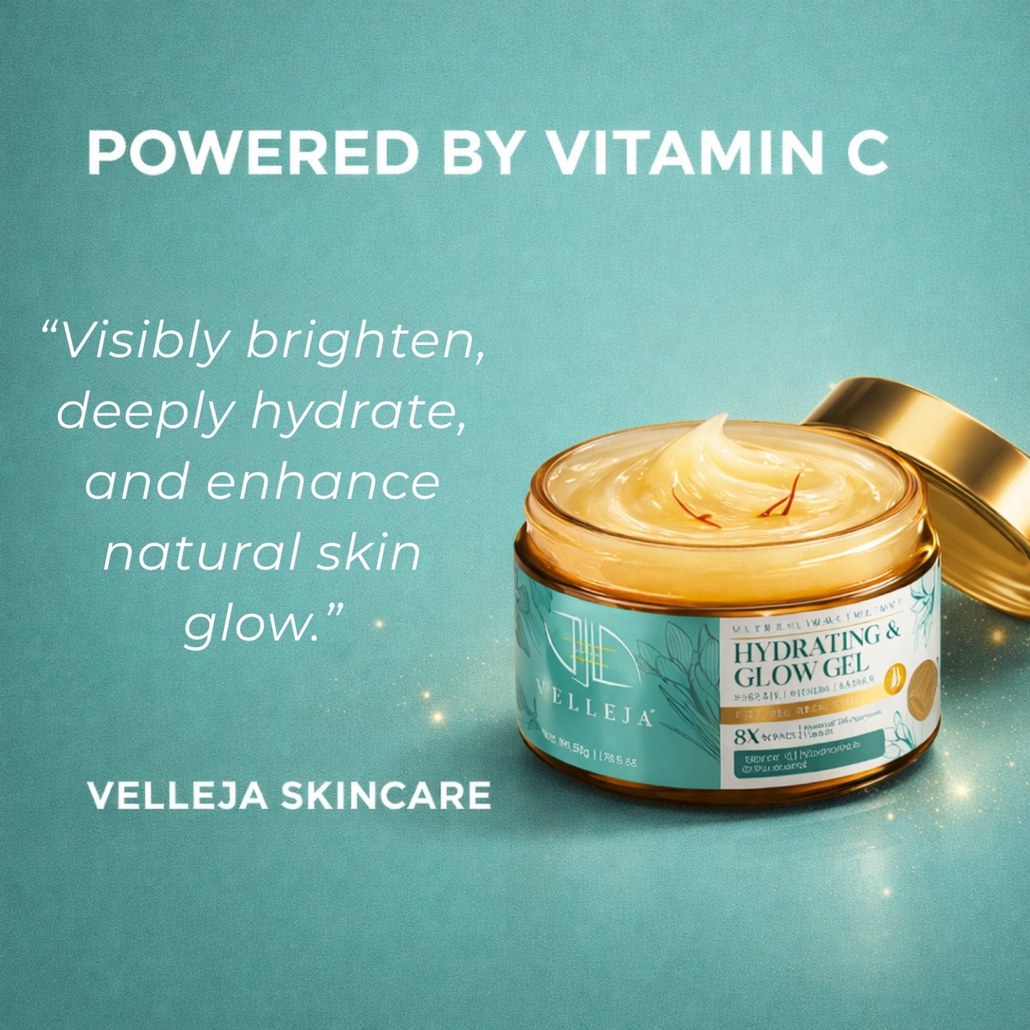 Ultra-Lightweight Hydrating & Glow Gel with Vitamin C, Bakuchiol, Gold Leaf, Saffron & Rice Water for Brightening & Dark Spots, Hyaluronic Acid & Rice Water