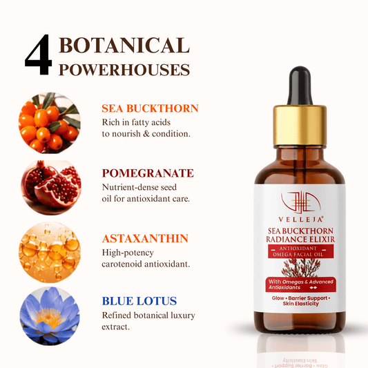 Sea Buckthorn Radiance Elixir Face Oil | Supports Glow, Barrier Function & Skin Elasticity - Velleja