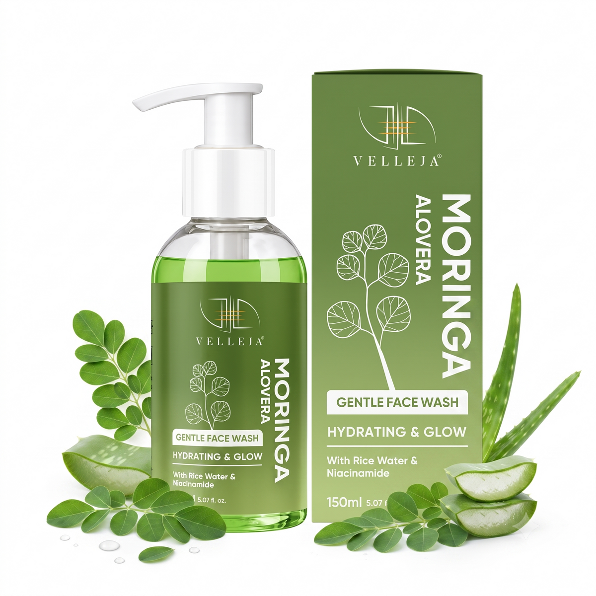 MoringAloe Face Wash | Skin Brightening & Hydrating Ayurvedic Gentle Face Wash - Velleja