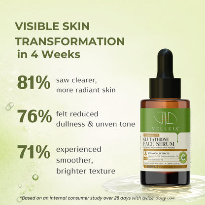 Vitamin C + Glutathione Brightening Serum | Glow Serum for Sensitive & All Skin Types - Velleja