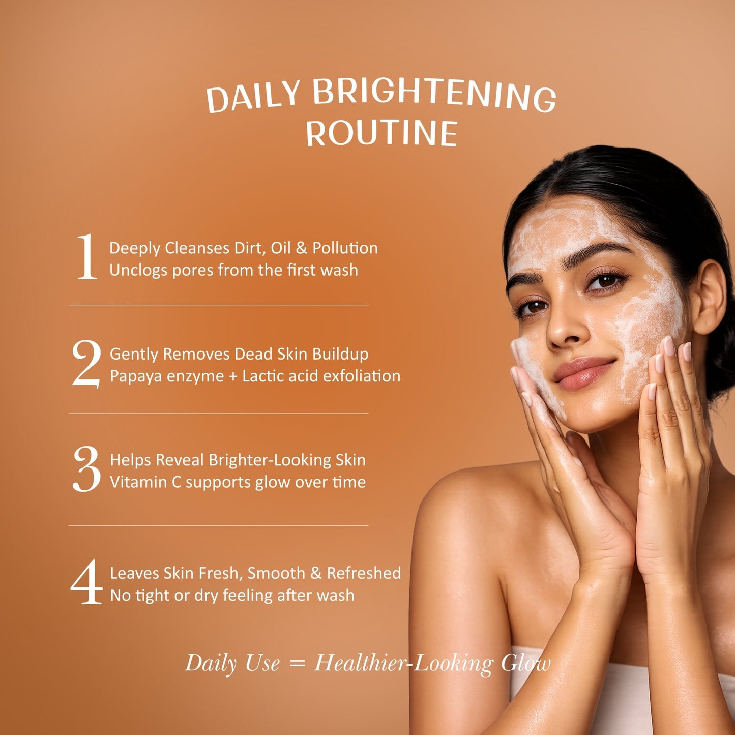 De-Tan & Exfoliating Face Wash | Vitamin C Tan Removal & Brightening Face Cleanser - Velleja