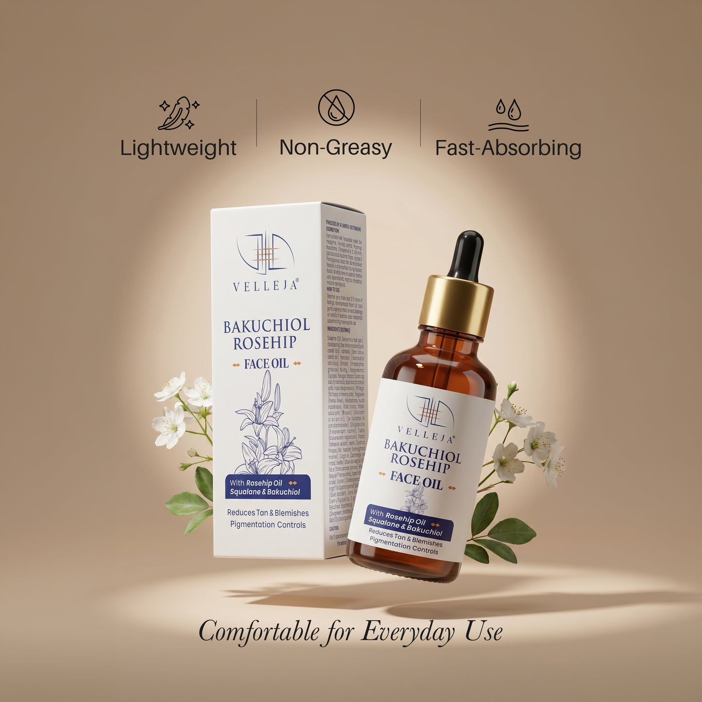 Bakuchiol Rosehip Face Oil with Squalane | Ayurvedic Face Serum for Pigmentation, Tan Removal & Blemishes