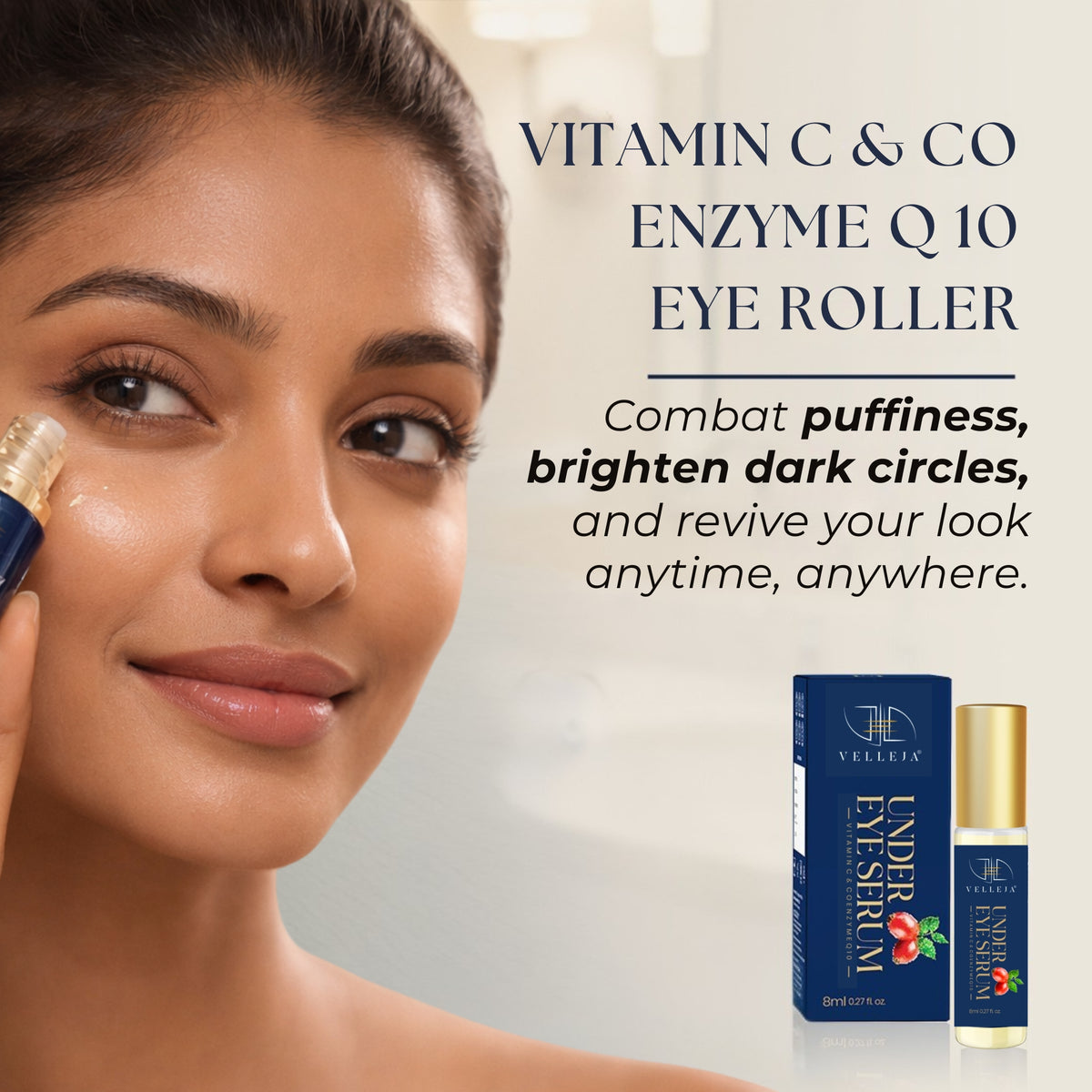 Under Eye Serum Roll-On for Dark Circles & Puffiness | Velleja - Velleja