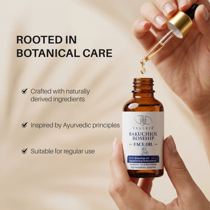 Bakuchiol Rosehip Face Oil with Squalane | Ayurvedic Face Serum for Pigmentation, Tan Removal & Blemishes