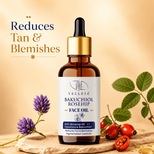 Bakuchiol Rosehip Face Oil with Squalane for Pigmentation & Dark Spots | Velleja - Velleja