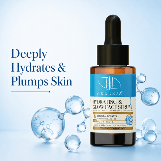 Hyaluronic Acid Hydrating & Glow Face Serum|48-Hour Moisture Lock|Plumping, Firming & Lightweight Serum for Extra Dry Skin - Velleja