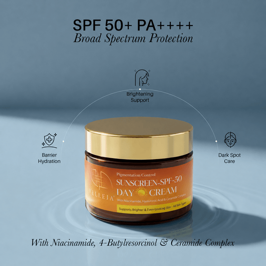 SPF 50+ PA++++ Sunscreen Day Cream with Niacinamide & 4-Butylresorcinol - Velleja