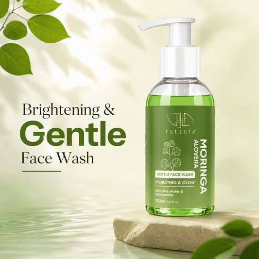 MoringAloe Face Wash|Skin Brightening & Hydrating Ayurvedic Gentle Face Wash|Suitable for Extra Sensitive, Dry & Combination Skin - Velleja