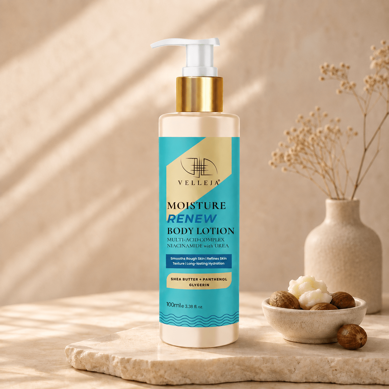 Moisture Renew Body Lotion | Niacinamide + 5% Urea Barrier Repair Lotion | 48Hr Deep Hydration - Velleja