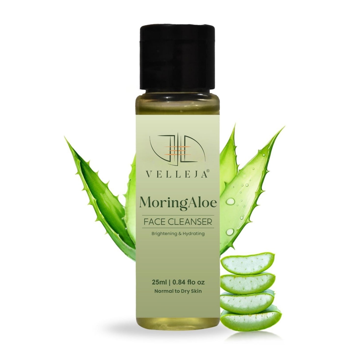 MoringAloe Face Cleanser|Skin Brightening & Hydrating Ayurvedic Gentle Face Wash|Suitable for Extra Sensitive, Dry & Combination Skin - Velleja