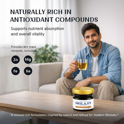 Gold & Saffron Shilajit with Ashwagandha Resin | Natural Support for Energy, Strength & Vitality - Velleja
